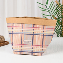 定制可水洗牛皮纸袋冰箱厨房收纳袋经典条纹格防水ins食品级花盆