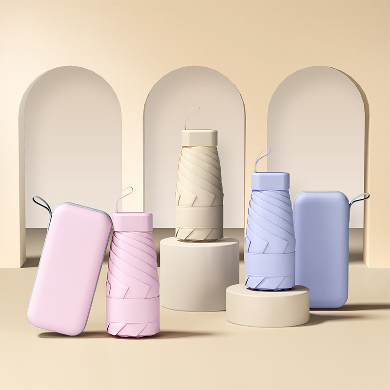 Mini plana seis paraguas de sol plegable protección solar paraguas de protección UV mujer publicidad personalizada pequeño paraguas de cápsula portátil