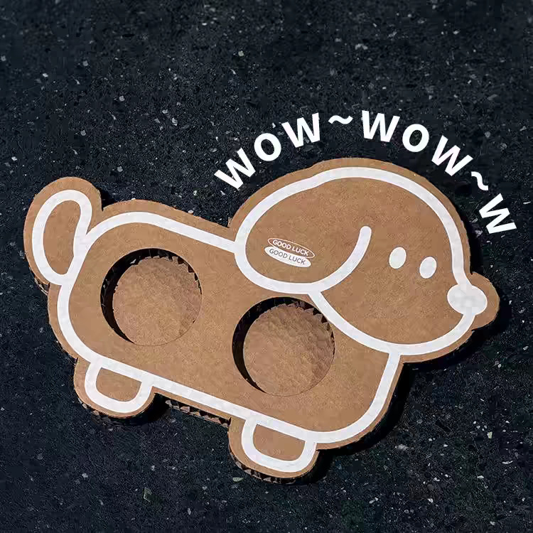 网红咖啡杯蜂窝纸杯托小狗瓦楞奶茶杯托盘一次性试饮水杯托盘