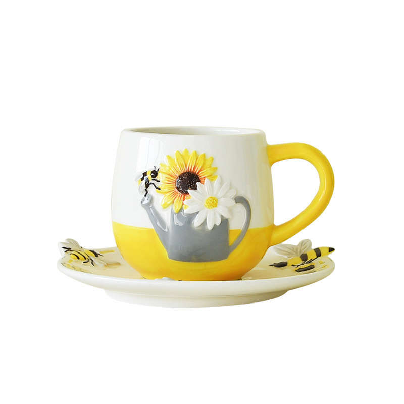 Pinpin Taza de café Taza de cerámica Juego de taza de cerámica de alto valor Té de la tarde Regalo de mano para niñas al por mayor