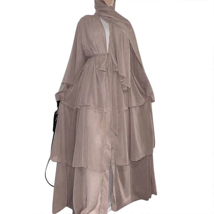Cross-border Women's Clothing European And American Fashion Middle Eastern Style Spliced Three-layer Chiffon_ecoleips.com