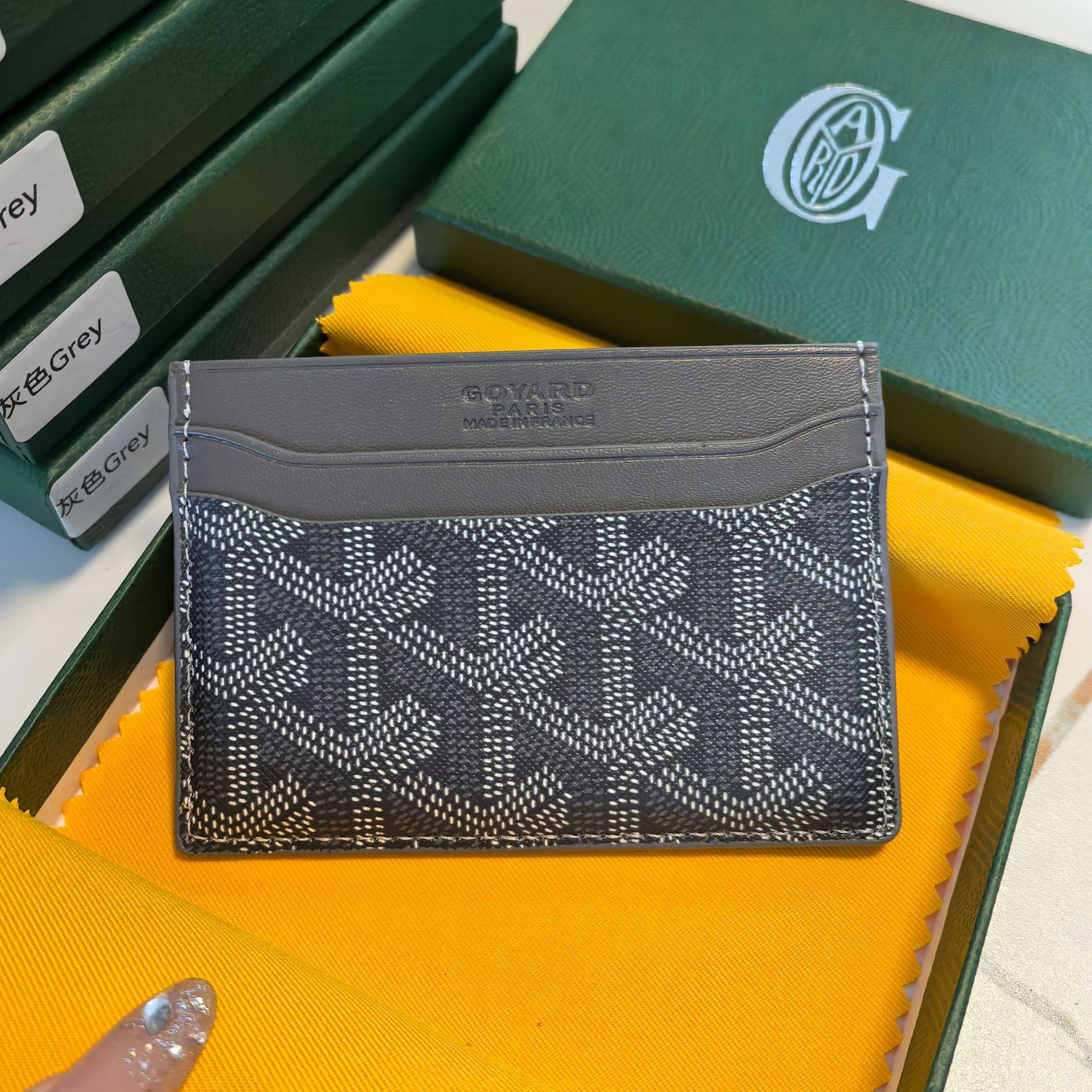 Goyard üslubunda ikiqat dərili kart və sikkə qabı