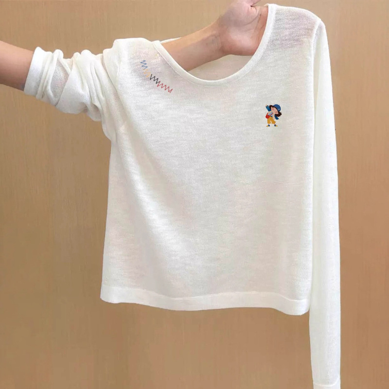 Zundu Is so Beautiful! Tulle Printed Sun Protection Blouse for Women Early Autumn New High-End Long-Sleeved T-Shirt Top Zundu Is so Beautiful! Tulle Printed Sun Protection Blouse for Women Early Autumn New High-End Long-Sleeved T-Shirt Top
