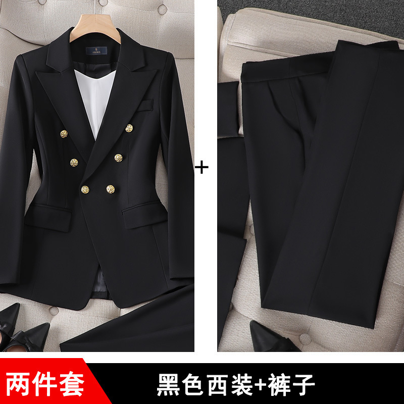 西装套装女玫红色时尚正装西服高端时尚气质女神范套装阔腿裤正装|undefined