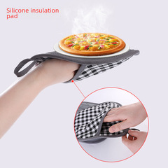 Household Silicone Oven Gloves Kitchen Plate Insulation Pot Pads with Cotton Angled Grated Baking Gloves Wholesale