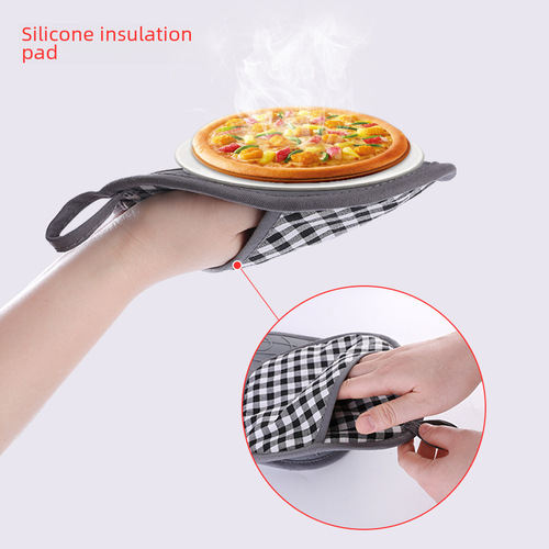 Household Silicone Oven Gloves Kitchen Plate Insulation Pot Pads with Cotton Angled Grated Baking Gloves Wholesale