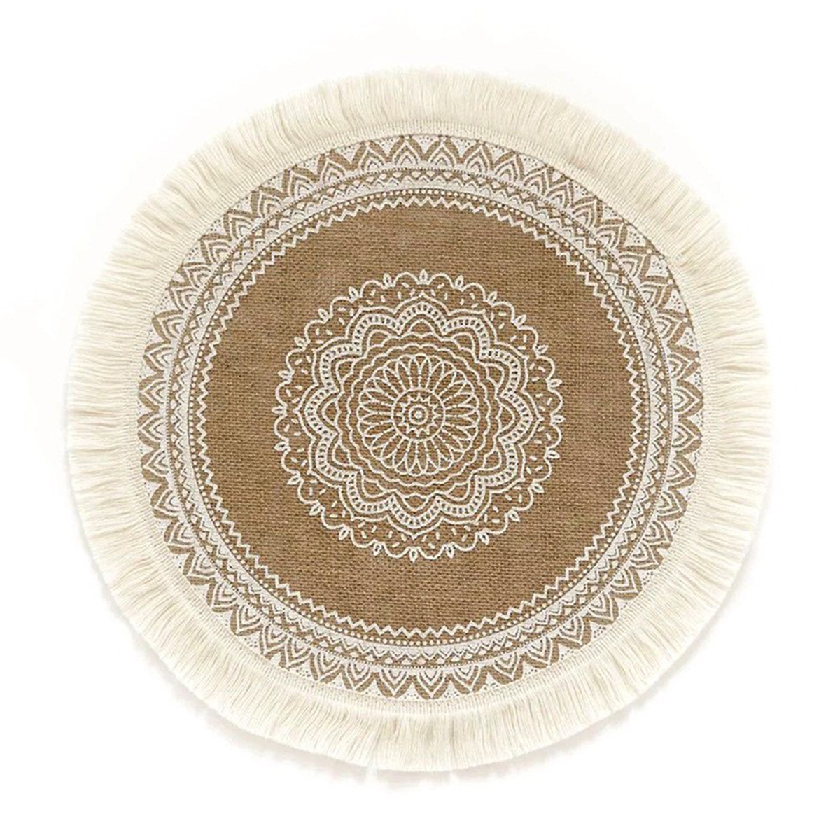 Inventario redondo de yute bordilla trenzada almohadilla de mesa ambiente decoración almohadilla de mesa retro almohadilla aislante térmico