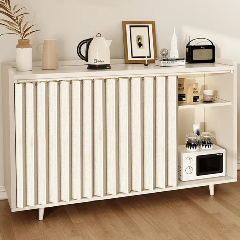 Solid Color Cabinet Cover Curtain, Foldable Kitchen Cabinet Dustproof Door Curtain, Oil-Proof, Anti-Dirty, No-Drill Sliding Rail Foldable Curtain