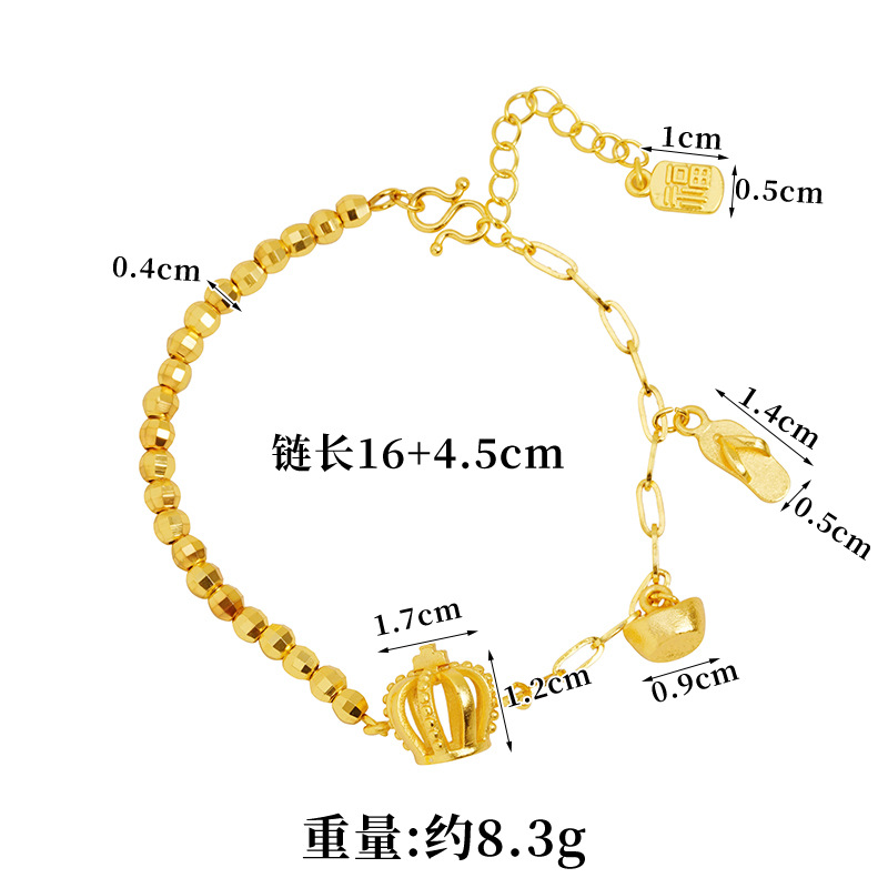 Nuevos productos Gufasha pulsera de oro Fu marca corona yuan Bao multifuncional pulsera de alta calidad no se desvanece el suministro de joyas