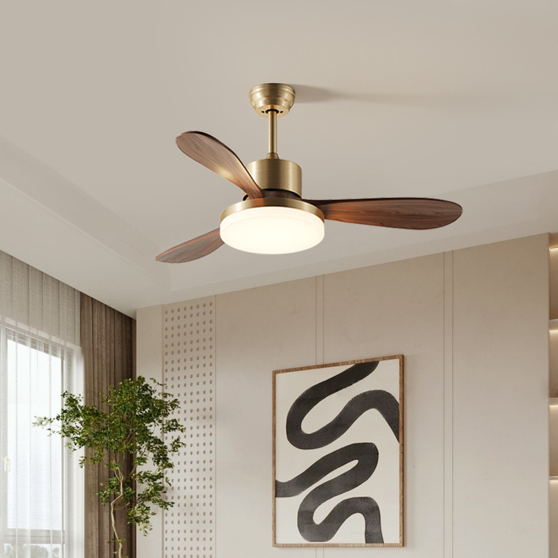 Ventilador de sala de estar lámpara de comedor retro silencioso viento gran dormitorio ventilador de techo lámpara de madera maciza nueva lámpara china 712L image 2