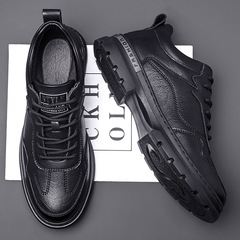 Men's Spring and Autumn Trend Shoes 2024 New Style Fashion Men's Casual Sports Leather Shoes Men's Business Casual 100-Stacked Plate Shoes