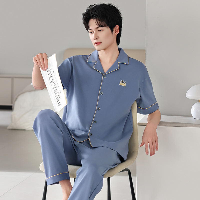 Pijamas de algodón puro pantalones de manga corta de verano para hombre 2025 nuevo estilo que se puede usar afuera Traje de servicio a domicilio casual de gran tamaño de alta gama