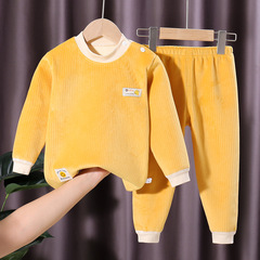 Children's velvet thickened thermal underwear set autumn and winter new boys and girls bottoming pajamas baby home clothes children's clothing