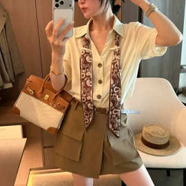 2026夏季新品韩版宽松显瘦衬衣外套加半身裙裤两件套套装时尚女潮