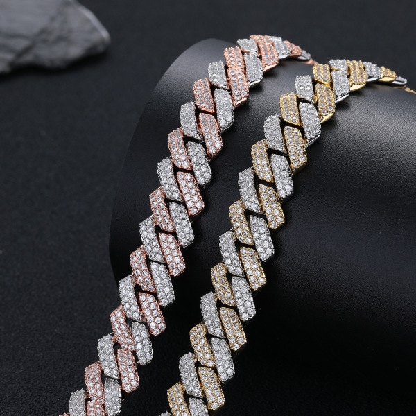 Copper necklace and bracelet hip-hop style with zircon