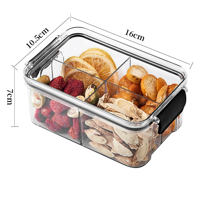 Tea Storage Box, Square Multi-Compartment Container, 680–700 ml, Airtight Stackable