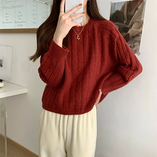 上衣内搭绞花套头韩系圆领秋冬2025秋冬新款慵懒风针织麻花毛衣女