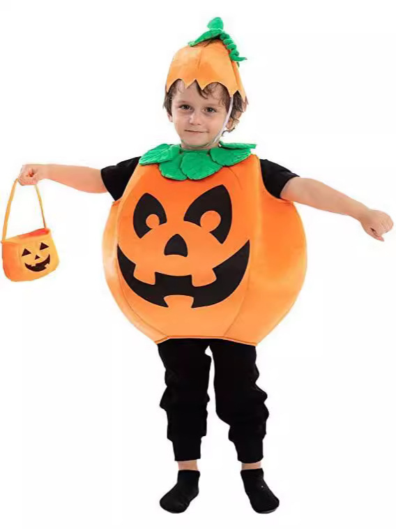 大人と子供のためのハロウィンコスチューム、パンプキンコスチューム、メイクアップパフォーマンス衣装、パンプキンハット、パンプキンバッグ、パフォーマンス衣装|undefined