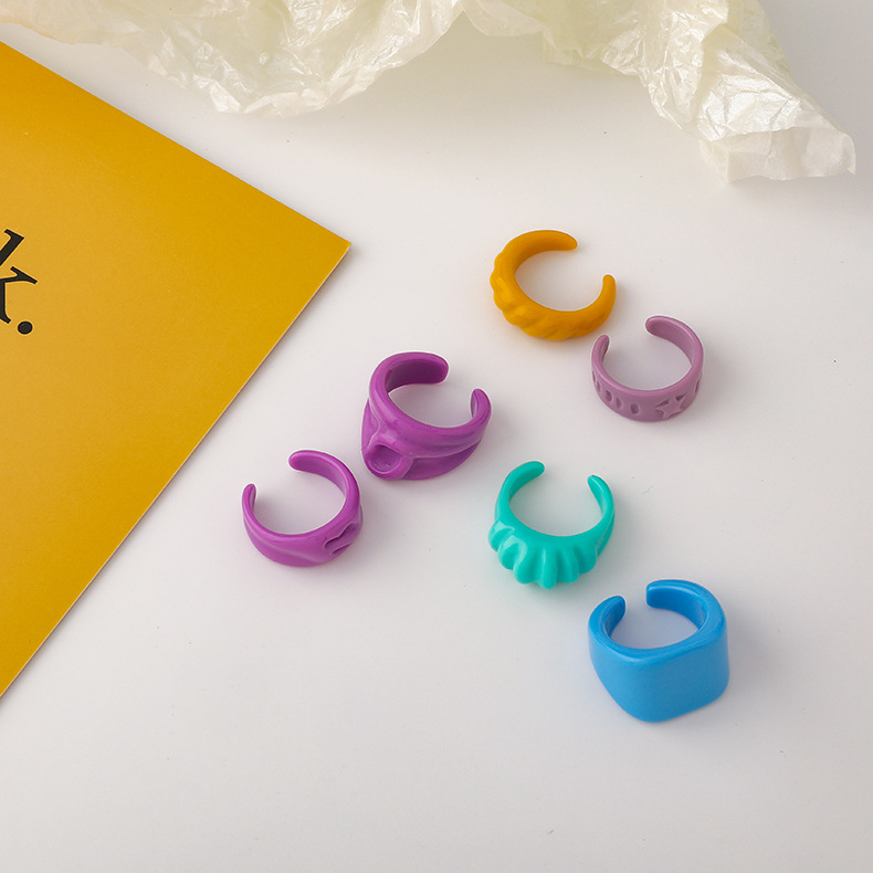 Simple Solid Color Acrylic Ring display picture 10