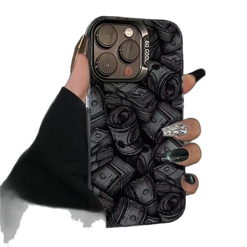El billete de dólar se aplica a la carcasa del teléfono móvil Apple 16Promax, carcasa de gas personalizada iPhone15/14/13 texto 12
