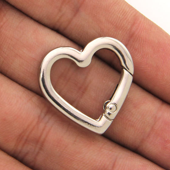 Zinc alloy love-shaped spring ring DIY luggage hardware jewelry hanging plated key opening buckle accessories peach heart spot