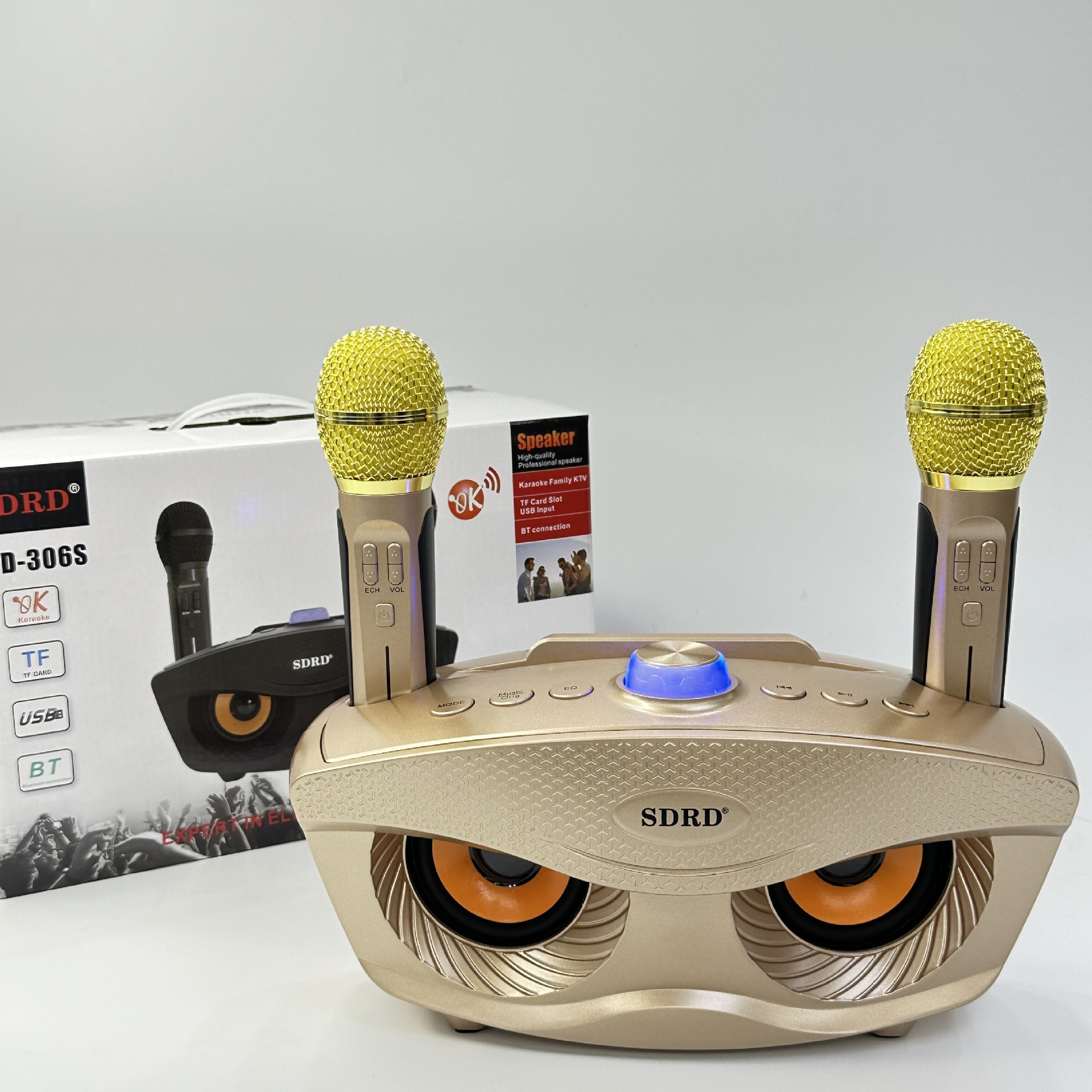 Owl Sd-306S Bluetooth Speaker Wireless Dual Microphone Karaoke All-In-One Home Tv Ktv Kidsren Singing
