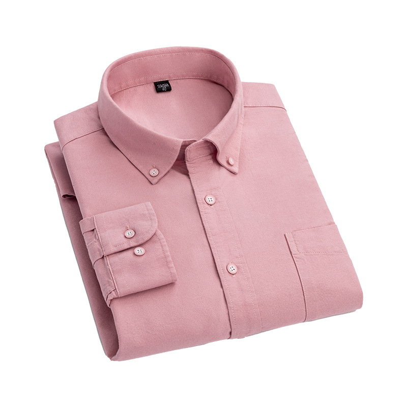 Nueva camisa Oxford de algodón para hombre, estilo casual, manga larga, color sólido, entallada, para uso exterior e interior.
