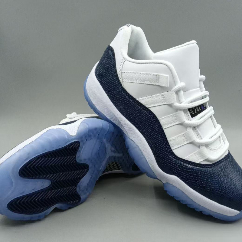 Cross-Border New Model Aj11 Low-Top Black and White North Carolina Blue Basketball Shoes Trendy Color-Blocking Casual Versatile Sports Shoes for Men and Women