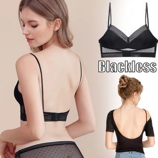 Cross-border New Sexy Big Backless Bra Lace Girls' No Rings Thin Underwear French Seamless Push-up Bra