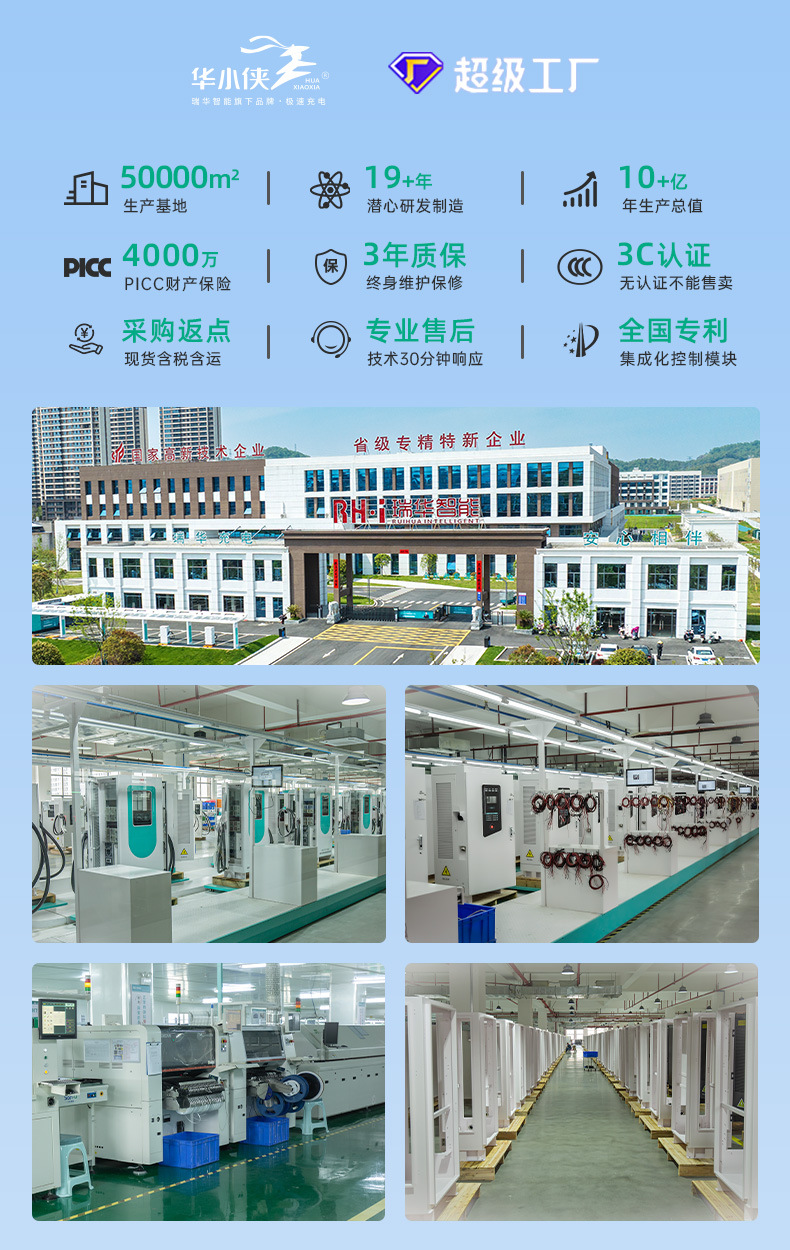 Ruihua Intelligent 14Kw Dual-Port Commercial Ac Charging Station 220V New Energy Electric Vehicle 32A 7-Port Universal