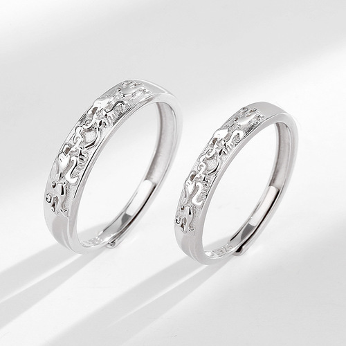 s925 sterling silver Pixiu couple ring ins fortune transfer cold wind relief three-dimensional simple plain ring ring