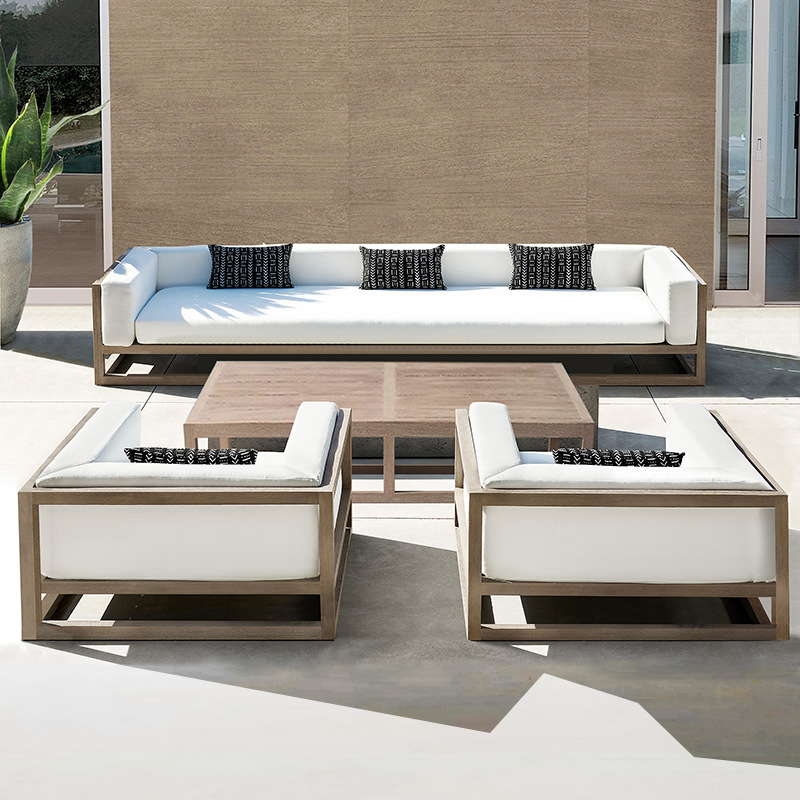 Conjunto de muebles de teca para exteriores, resistentes al agua y a los rayos UV, para patio, jardín, terraza, sofá de aluminio para balcón.