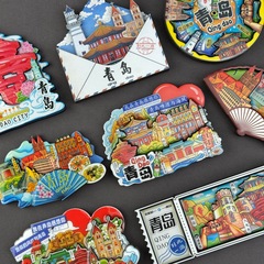 【青島シリーズ】都市観光スポット文創記念品木製三層滴ゴム磁力国潮冷蔵庫貼り卸売り