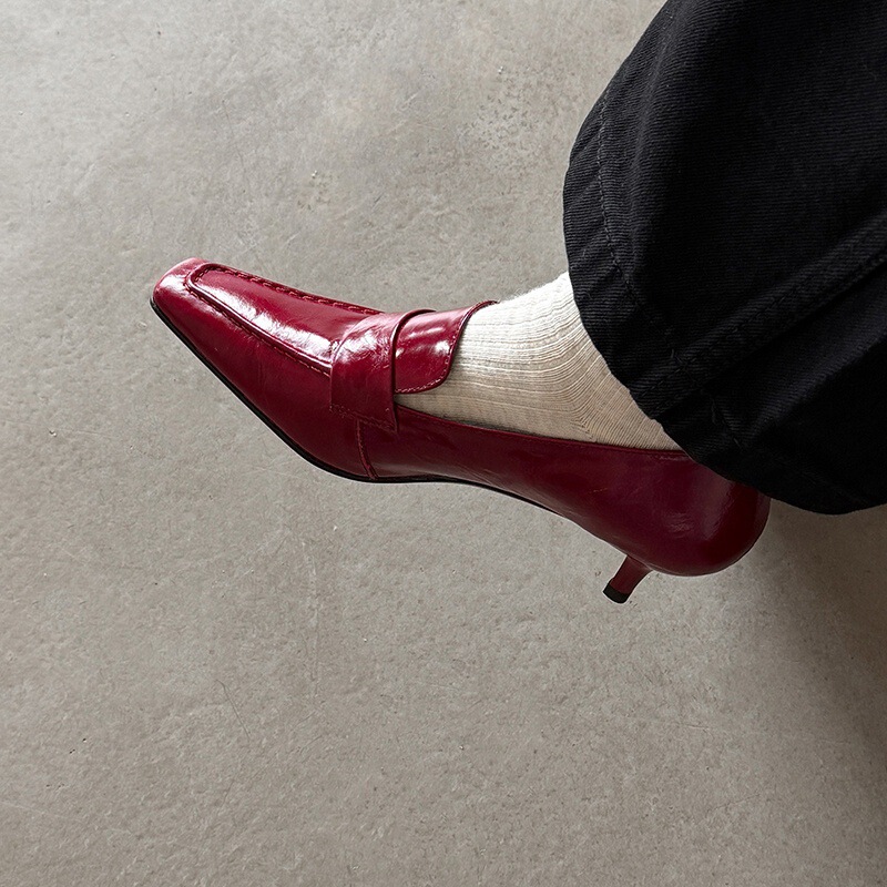 Boutique Collection! European-Style Square-Toe High-Heeled Women's Shoes with Thin Heels, Early Spring 2026 Elegant Commuting Genuine Leather Shoes Boutique Collection! European-Style Square-Toe High-Heeled Women's Shoes with Thin Heels, Early Spring 2026 Elegant Commuting Genuine Leather Shoes