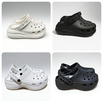 Тапочки в стиле Crocs на платформе, дышащая нескользящая пляжная обувь, увеличивают рост, антибактериальная пропитка
