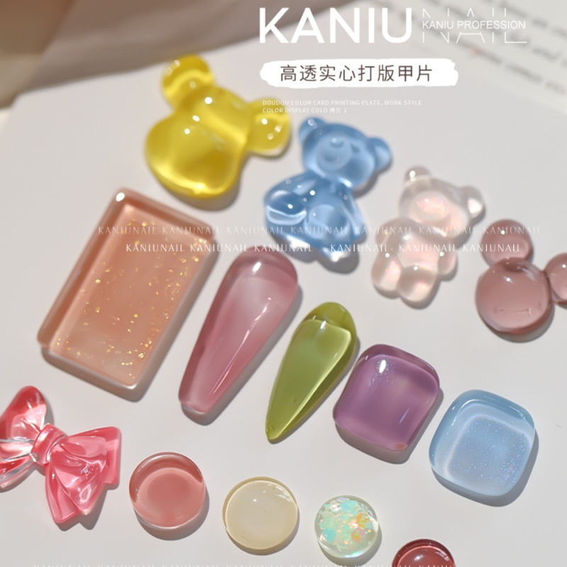 50 Pieces of Nail Art Bean Color Card, High Transparency 3D Oval Beads, Water Drop Peach Heart Glass Color Board for Store Use