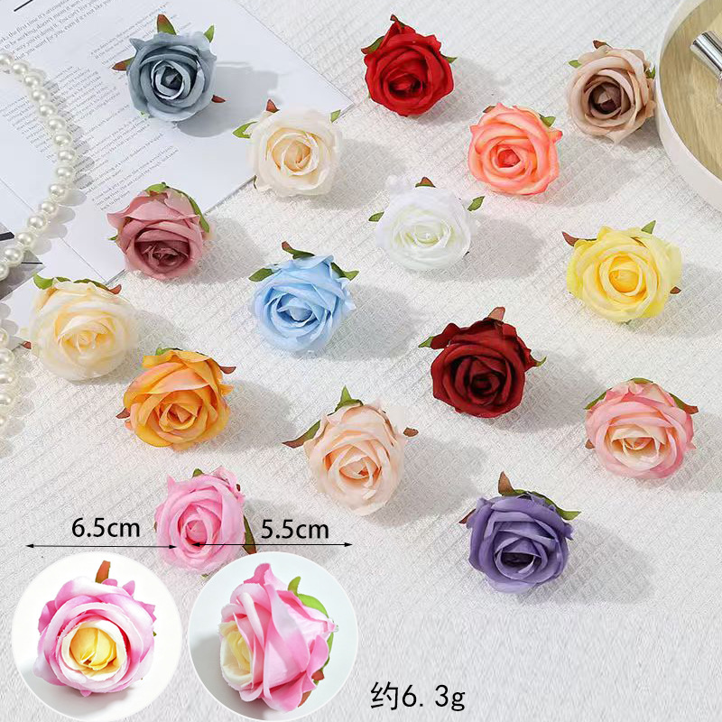 6cm 미니 장미, 모조 장미꽃 머리, DIY 웨딩카 꽃장식, 웨딩 코사지 장식 도매