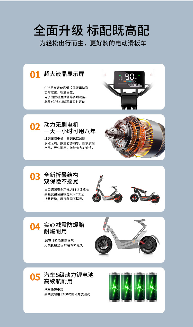 F8 Electric Scooter with High Power, 150Km Off-Road Tires, Foldable Ride-Sharing Scooter Model, Exclusively for Cross-Border Sales