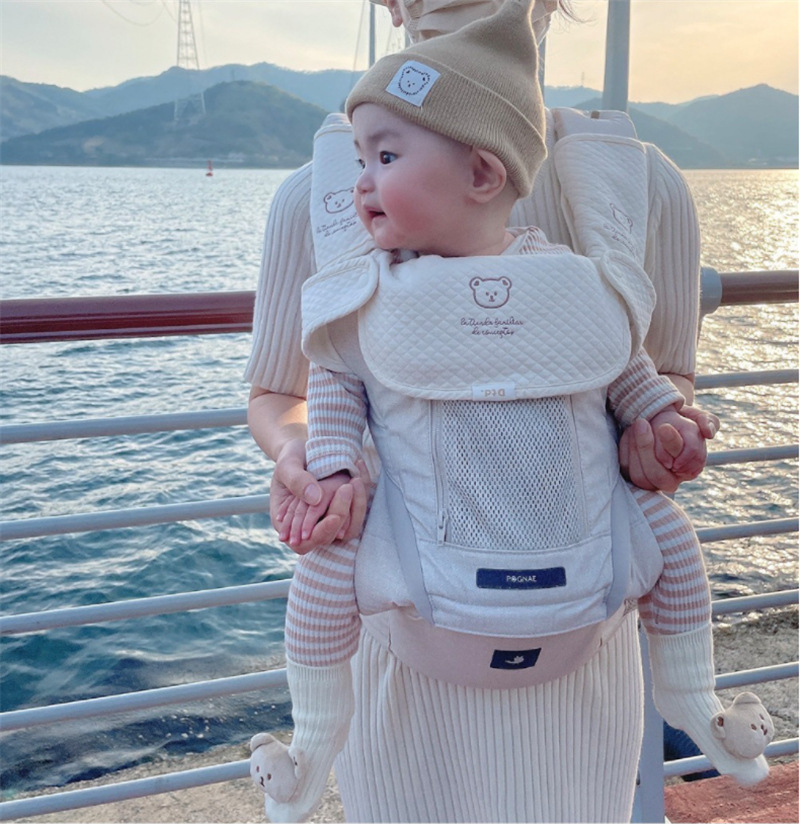 Ins-style Korean children's chest bib double shoulder pure cotton waist stool set towel material baby carrier spit-up bib