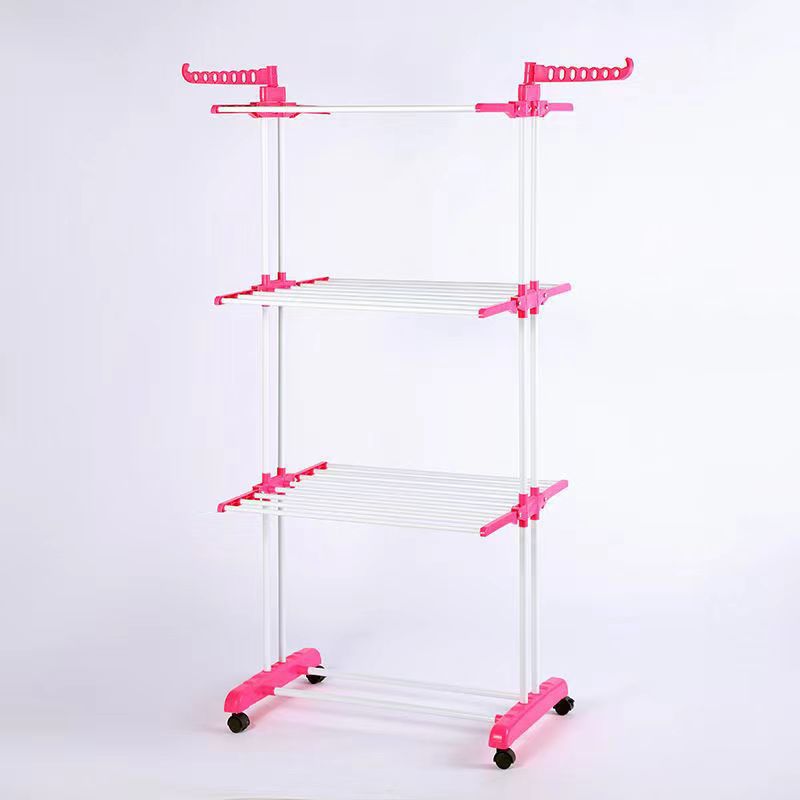 Rack de secado de ropa 4 capas toallas plegables ahorro de espacio Rack de secado de ropa con ruedas Rack de secado