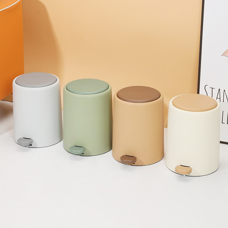 Yongsheng 2025 Light Luxury Foot Plastic Leather Cute Creative Bedroom Covered Trash Can Home High-Looking Wholesale