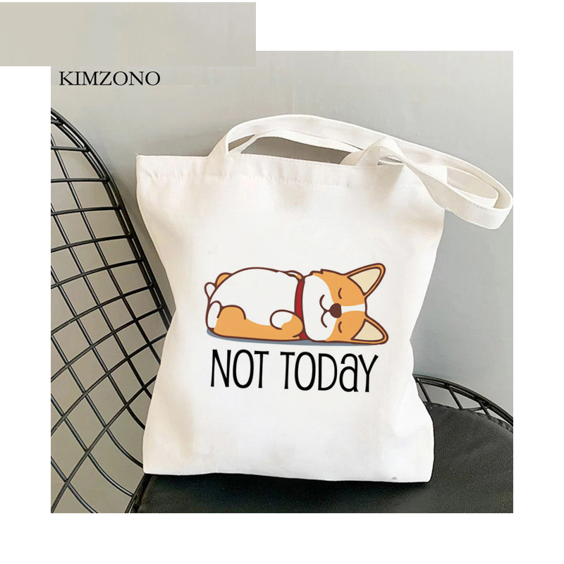 Cute Corgi Corgi Perro Perro Perro Impresión Canvas Bolsa de hombro Bolsa de mano de estudiantes en stock