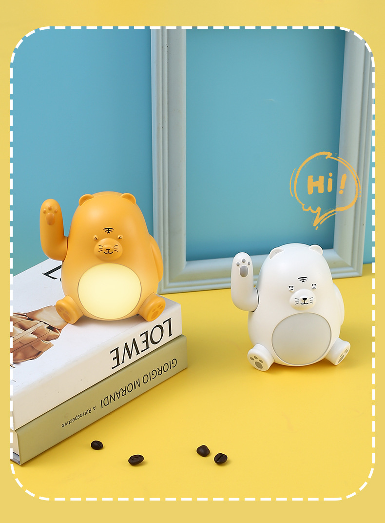 招财虎小夜灯插电桌面小台灯硅胶拍拍灯招手摆件创意礼