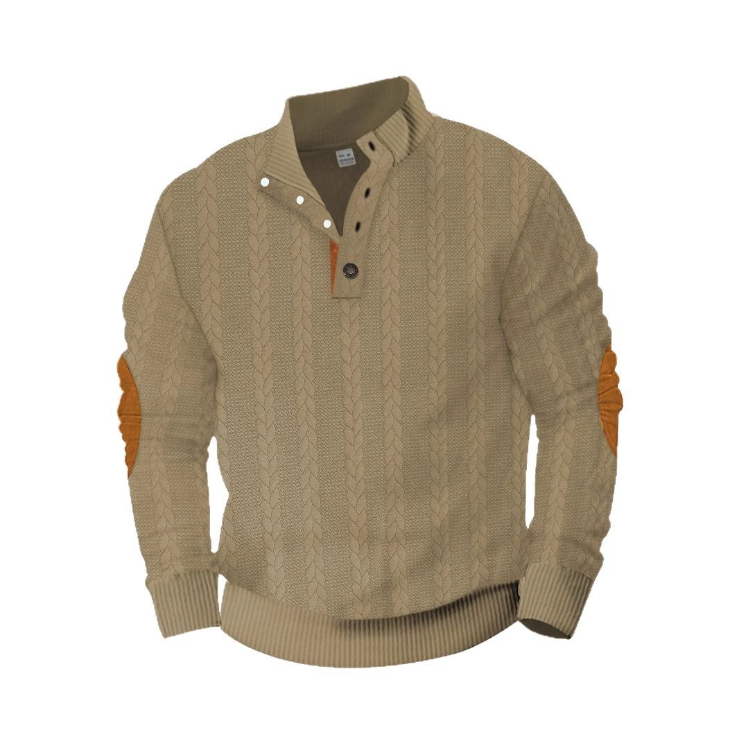 TEMU transfronteriza explosión de tendencia europea y americana nueva moda jacquard corbata Henry primavera y otoño camisa de bordado de manga larga