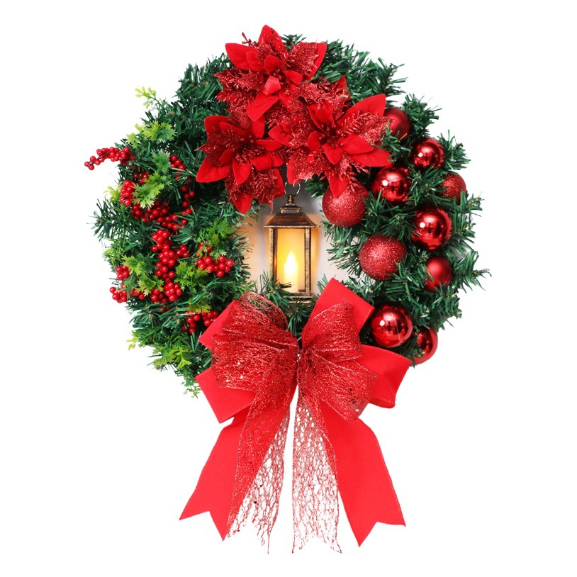 Transfronteriza nuevo en stock decoraciones de Navidad colgante puerta colgante 40cm sagrada guirnalda de Navidad colgando adornos con luces