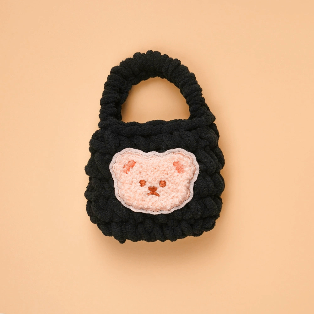 Bolsa de auriculares ganchillo acabado con cubierta protectora bluetooth peluche lindo oso pequeño tejido a mano bolsa de cambio de llavero
