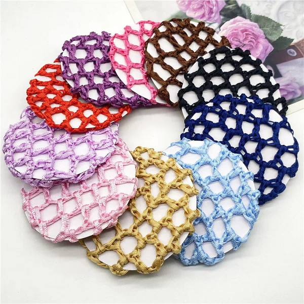 Encrypted Mesh Bag Bank Stewardess Nurse Head Flower Professional Hair Net Jewelry Weaving Handmade European and American Cross-Border Hair Net Wholesale