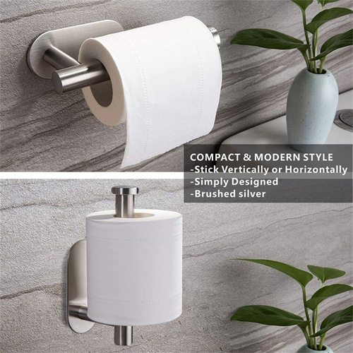 Stainless steel paper towel holder nail-free and punch-free bathroom toilet paper holder wall hanging wall paper towel storage roll holder