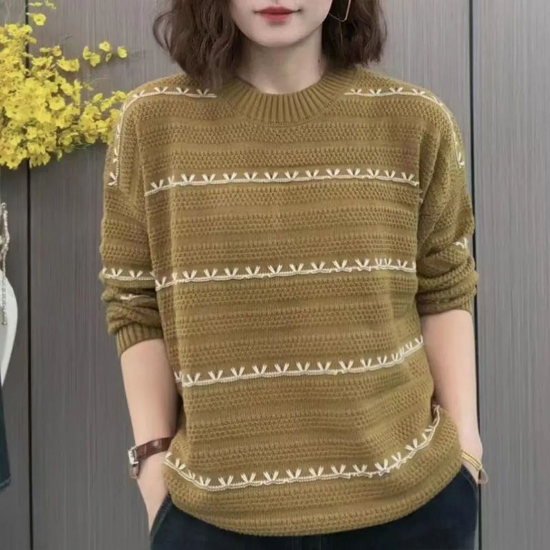 春と秋の女性のためのデザインされた西洋スタイルのプルオーバーショートセーター、新しいゆったりとしたお腹カバーレイジースタイルのボトムセーター|undefined