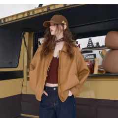 妖精的 粉色雾面PU皮外套女2025早秋新款高级感miu系皮衣上衣
